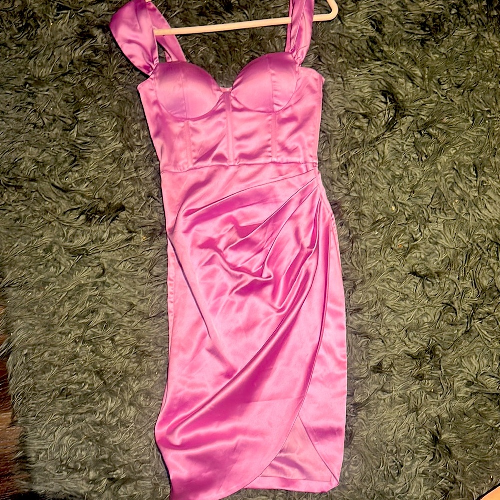 Elegant Pink Satin Dress